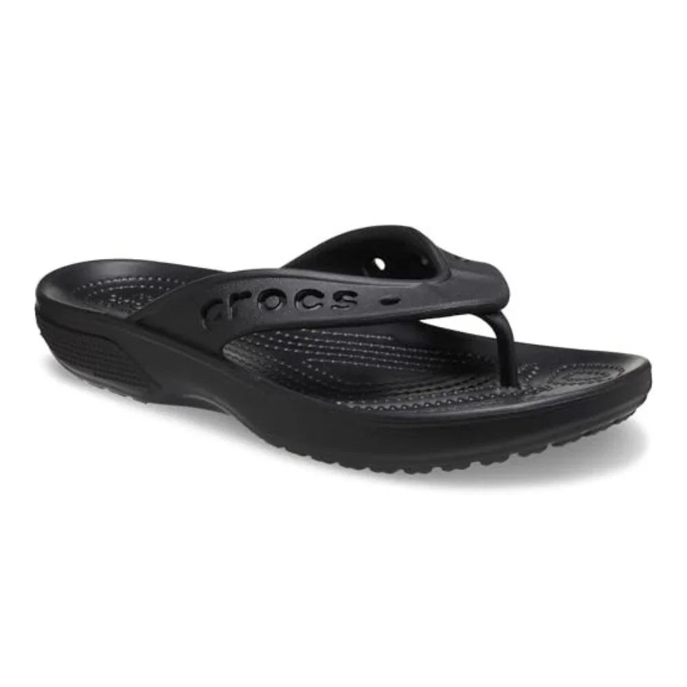 Crocs Via Flip Flop 210120 Unisex M9/W11 Black Slip On Thong Sandals GBO2879